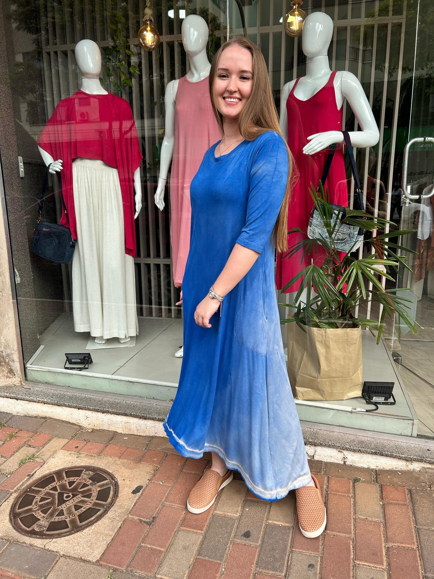 Vestido Azul Tingido