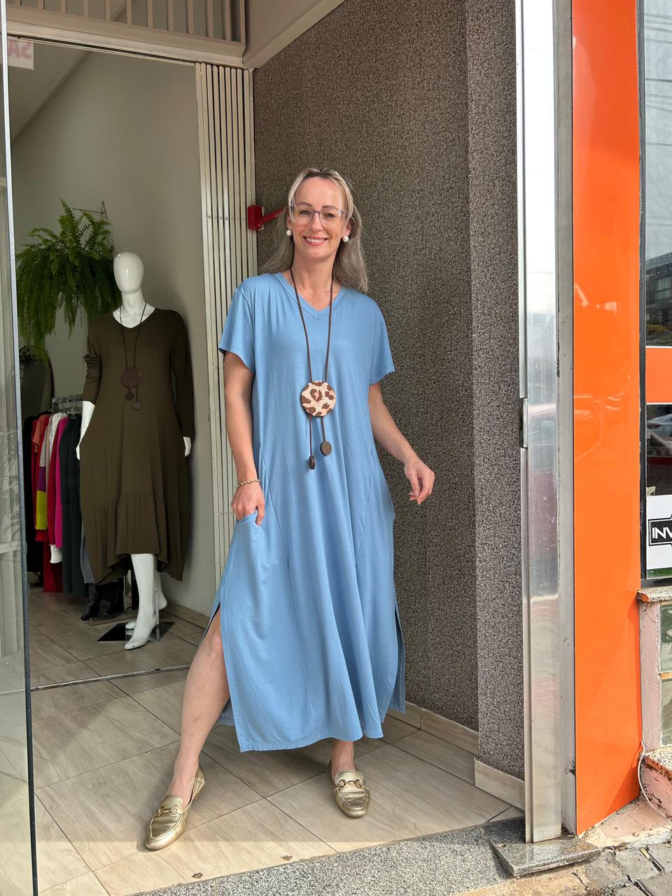 Vestido de Malha Azul