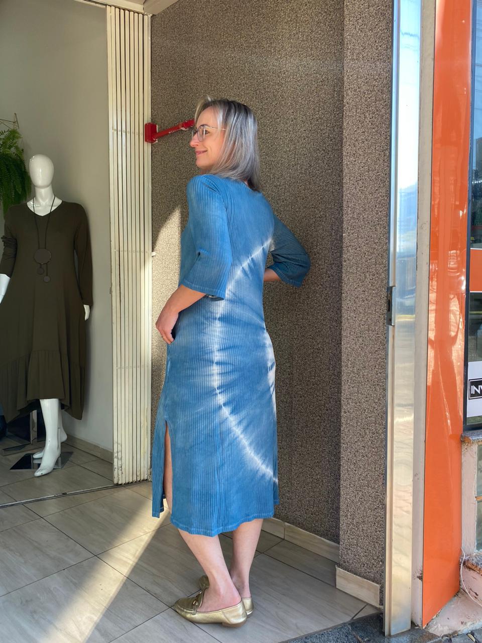 Vestido Canelado Tingido