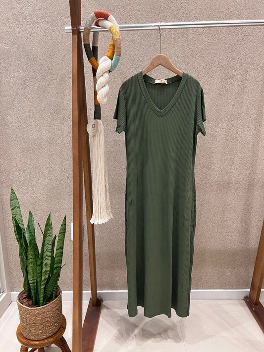 Vestido Canelado Verde