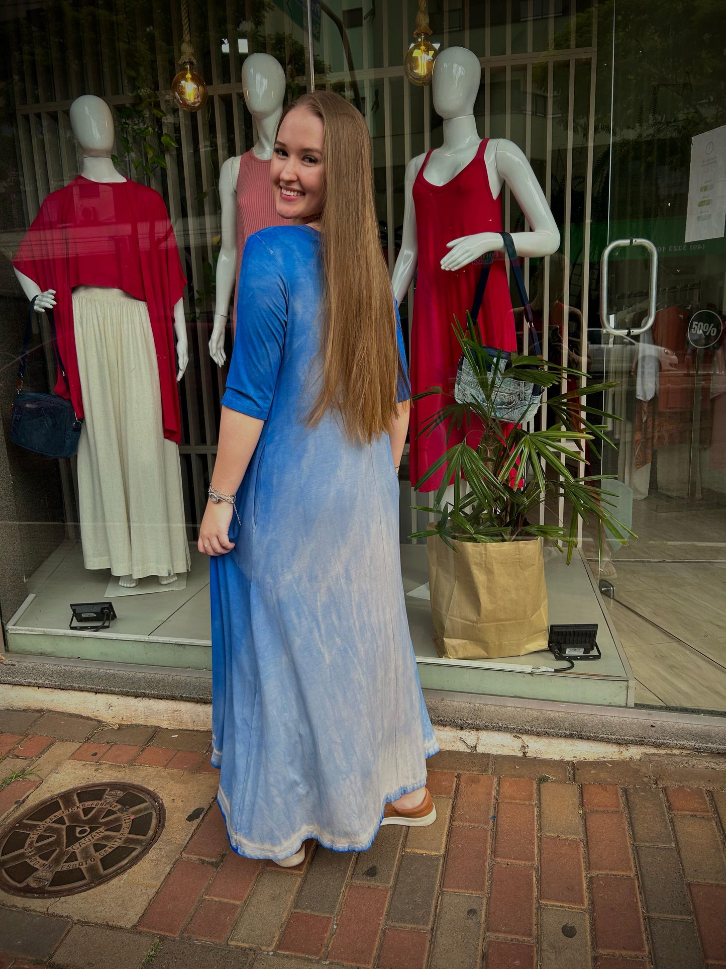 Vestido Azul Tingido