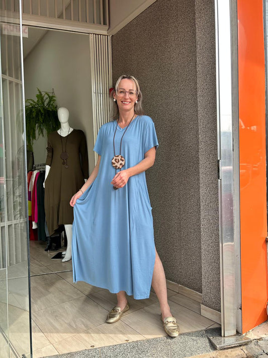 Vestido de Malha Azul