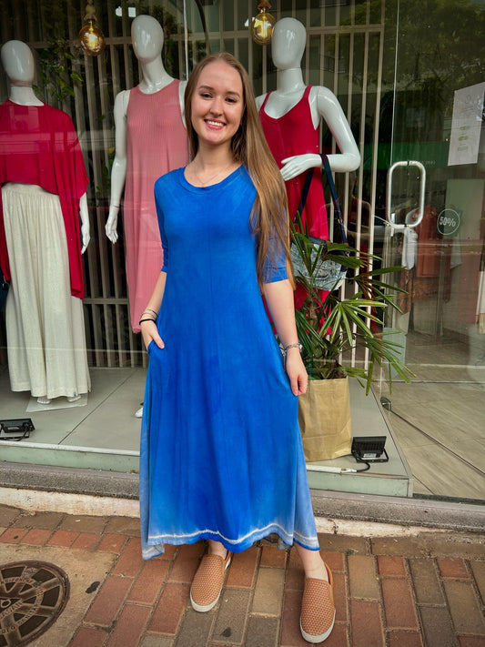 Vestido Azul Tingido