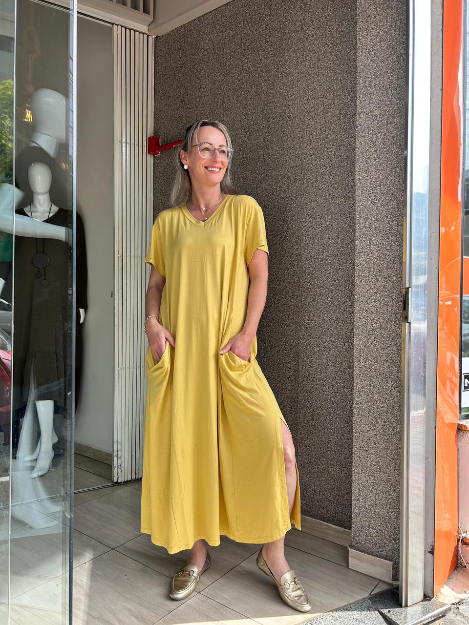 Vestido de Malha Amarelo