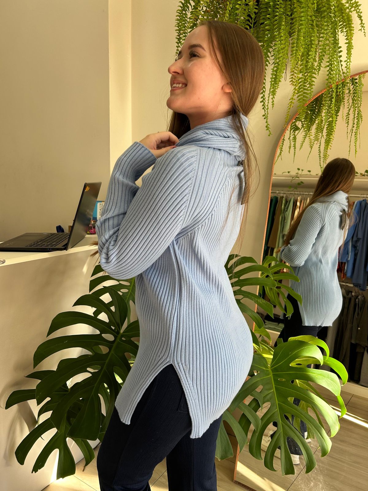 Blusa Canelada Azul