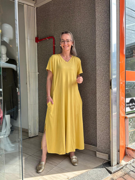 Vestido de Malha Amarelo