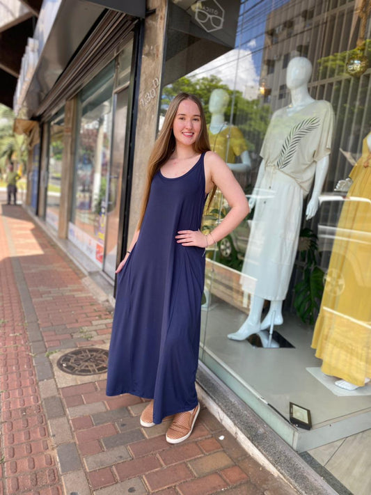 Vestido Longo Azul Marinho