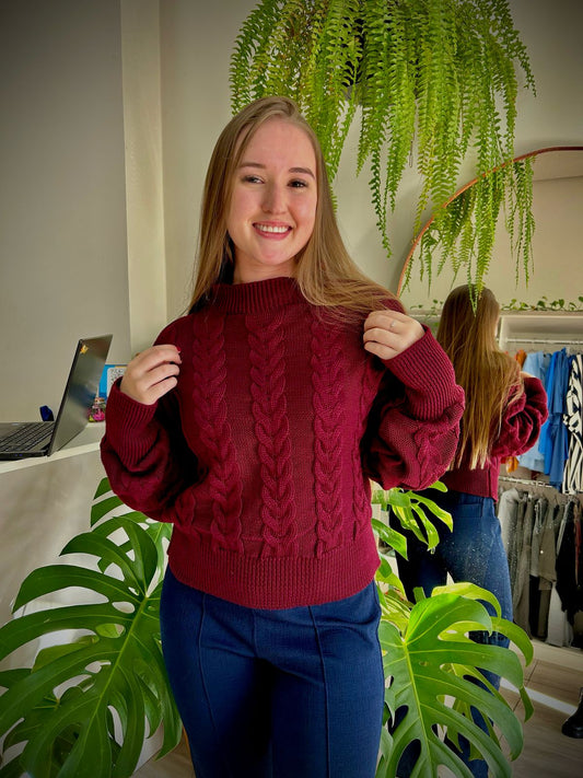 Blusa de trico Bordo