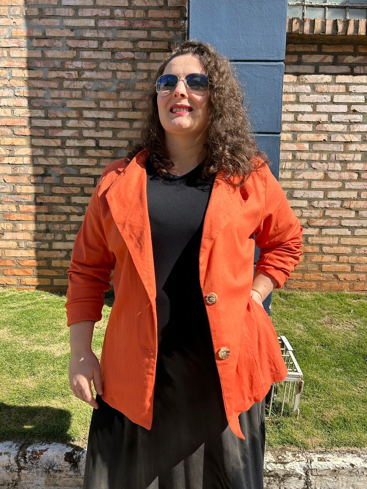 Blazer de Linho Laranja