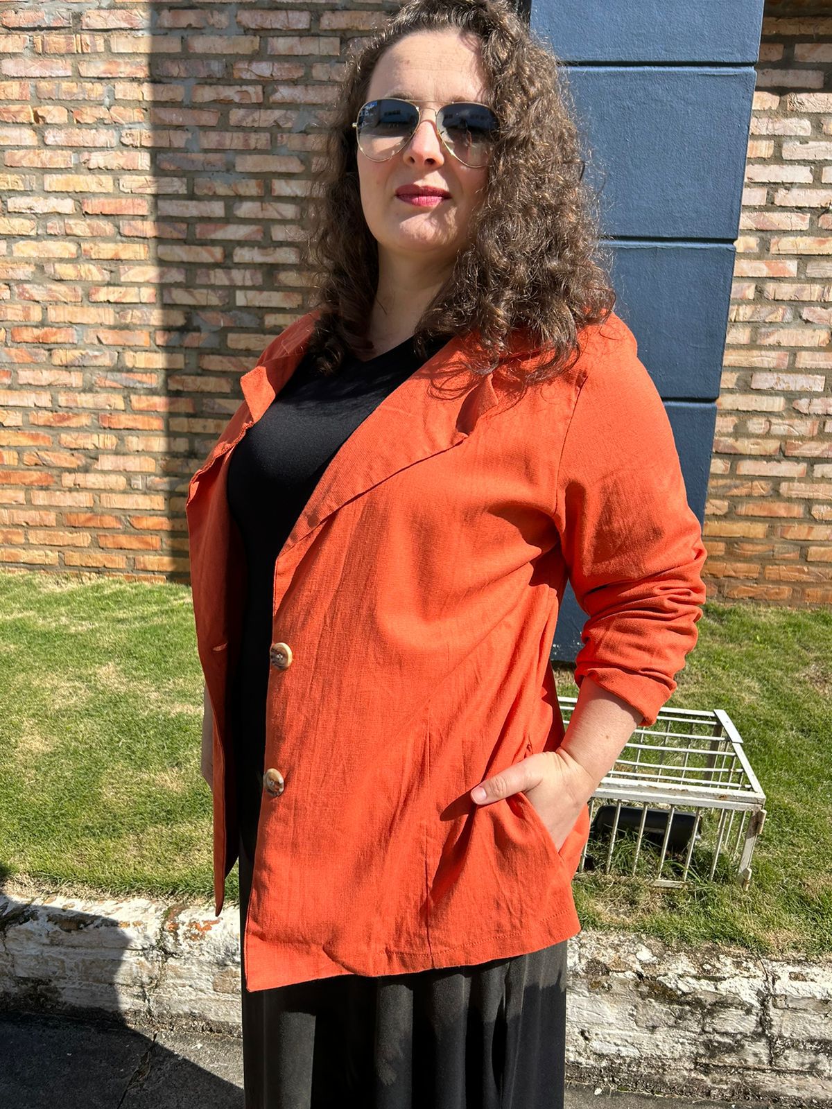 Blazer de Linho Laranja