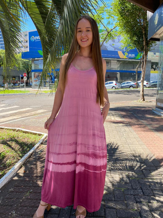 Vestido Rosa com Tingimento